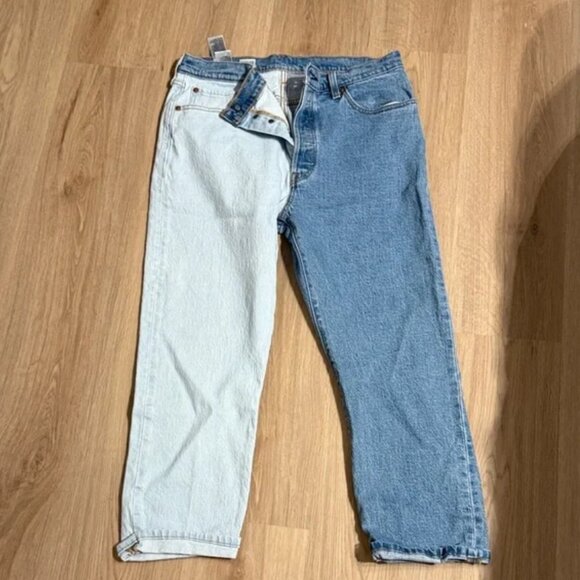 Levi's Color Block Denim 501 Jeans - Picture 1 of 4